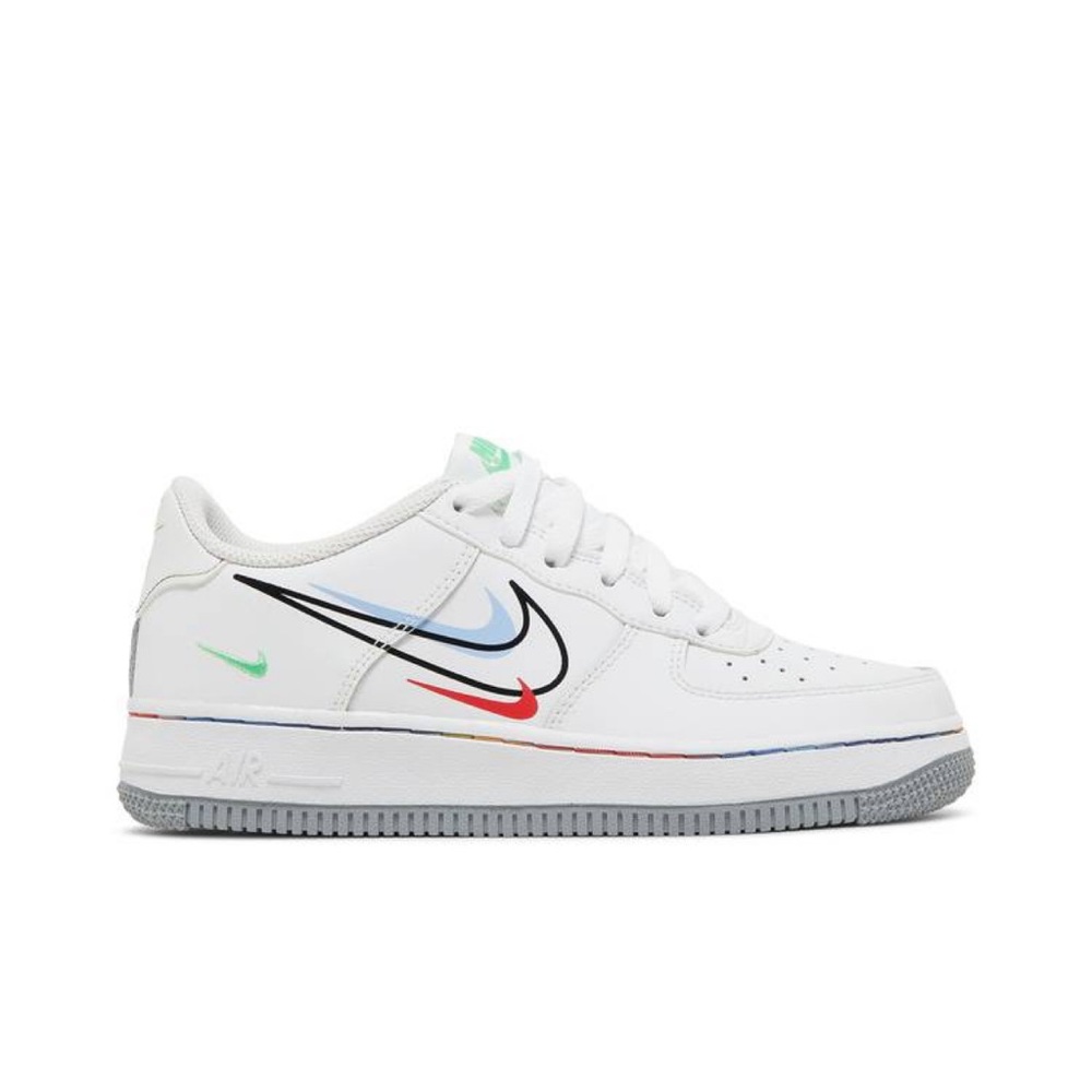 Nike Air Force 1 Low WMNS White/LT Green Spark-Aluminum  Multi Swoosh